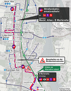 SEV Linienlauf, außer in den Nächten 08.09-13.09