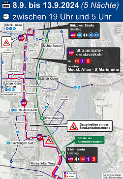 SEV Linienlauf für die Nächte 08.09-13.09